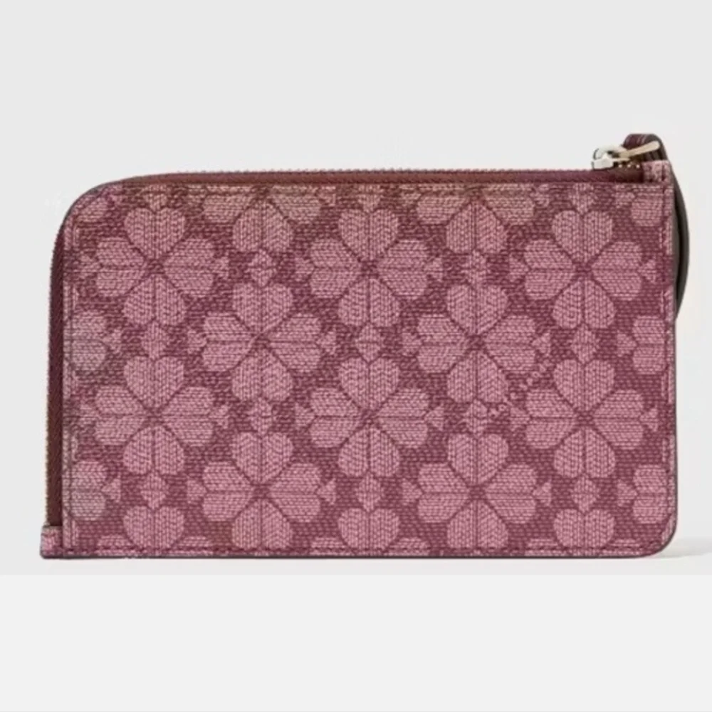 Kate Spade Lucy small floral grenache Spade logo zip wristlet wallet